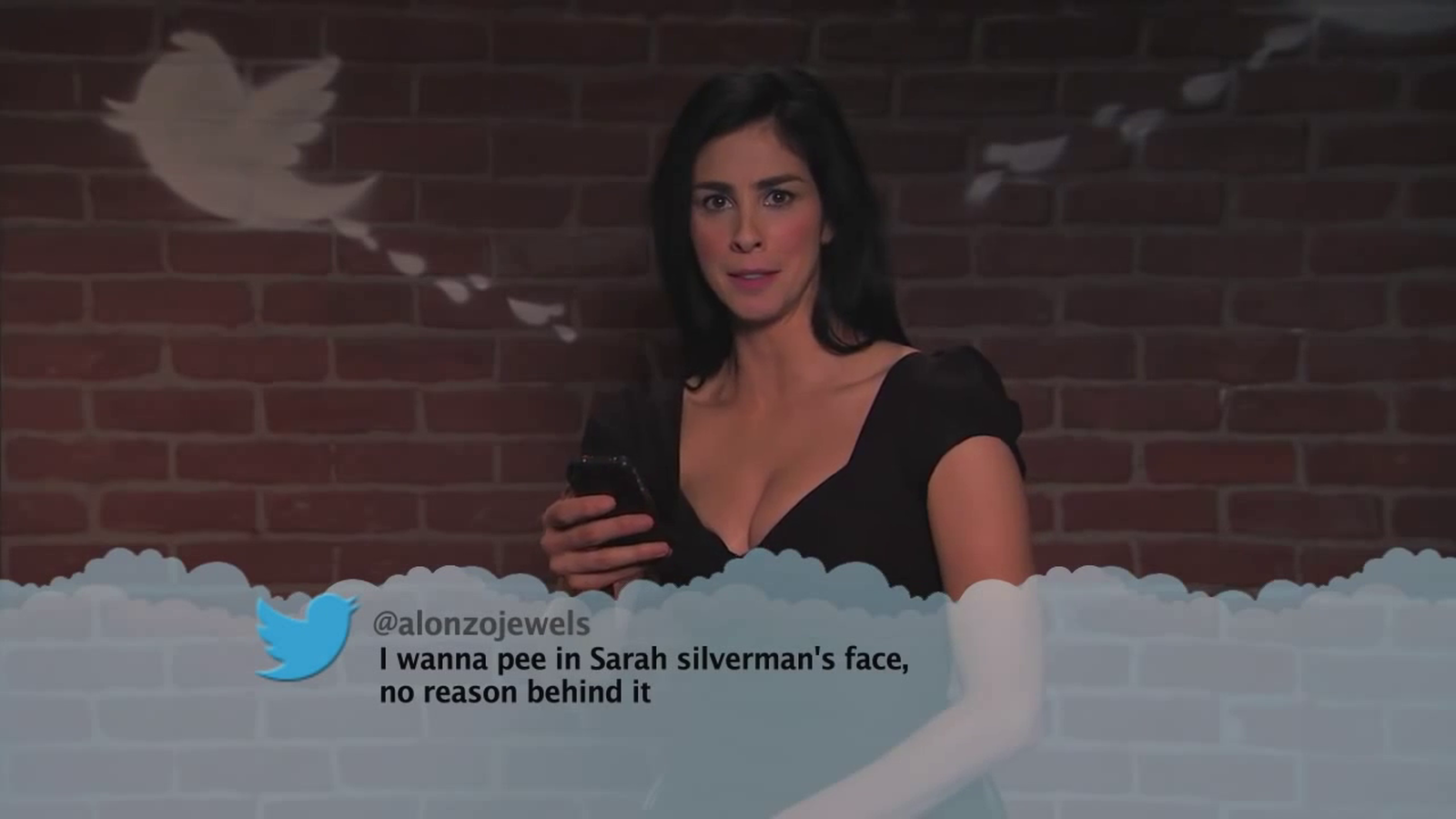 Photo by urodisco with the username @urodisco,  February 22, 2014 at 5:22 PM and the text says '&ldquo;No reason needed&rdquo;, she says.

(from Celebrities Read Mean Tweets #6) #Sarah  #Silverman  #pee  #face  #mean  #tweets  #tv  #read  #twitter  #jimmy  #kimmel  #alonzojewels'