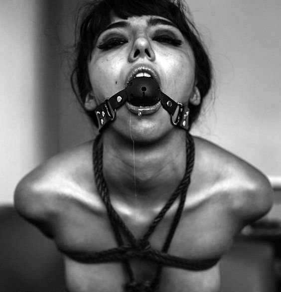 Photo by Akobw with the username @Akobw,  February 17, 2018 at 5:53 AM and the text says 'scentofslave:

S #dark  #hair  #submissive  #woman  #gagged  #ballgag  #drooling  #rope  #tied  #bound  #bondage  #helpless'