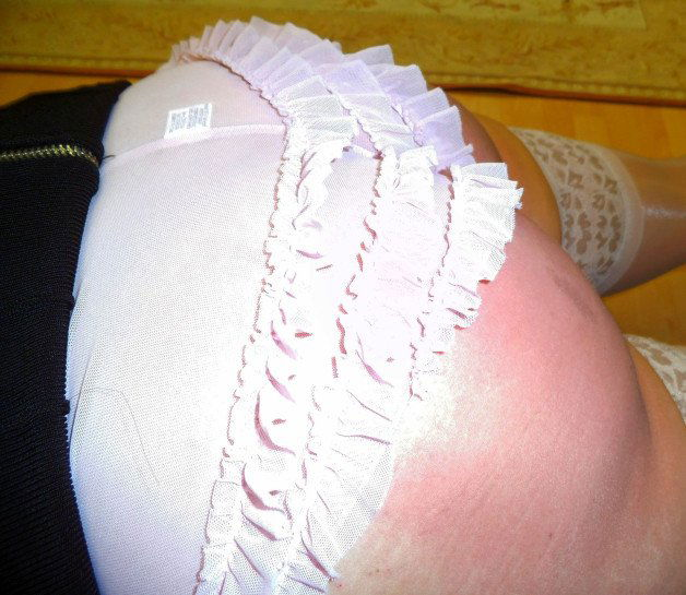 Photo by UrbanSpanker with the username @UrbanSpanker,  February 25, 2021 at 5:22 PM. The post is about the topic Ladies Spanked for Fun and the text says 'Love the sight of a spanked bottom seen through sheer knickers'