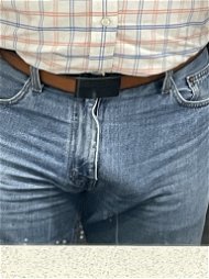 Photo by breathless-round-her with the username @breathless-round-her,  August 25, 2023 at 12:26 PM. The post is about the topic Cocks in Jeans and the text says 'My wife says that I should never wear underwear when I wear jeans - do you agree?'