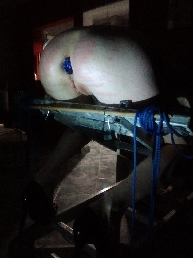 Photo by spankgifs with the username @spankgifs,  April 6, 2021 at 7:51 PM. The post is about the topic I'm Spankee and the text says 'Spanking on the aluminum ladder with light spotlighting on my reception zone!'