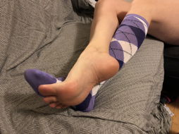 Photo by wifeyfeet with the username @wifeyfeet,  April 7, 2021 at 8:20 PM. The post is about the topic Hot Girls in Socks and the text says 'On or Off?  ;)'