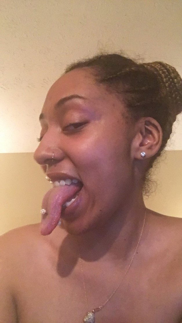 Photo by Destiny Red with the username @destinyred, who is a star user,  April 13, 2021 at 12:33 PM. The post is about the topic Long Tongues and the text says 'Give me something to lick on 😛😛😛'