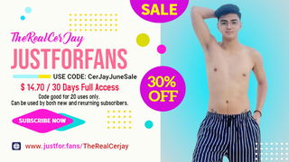 Photo by CerJay with the username @TheRealCerJay, who is a star user,  June 8, 2022 at 9:27 AM. The post is about the topic Filipino-Asian Porn Models and the text says 'JFF Promo Alert! Enjoy all my contents on www.justfor.fans/TheRealCerJay for 30% OFF for 30 days full access!'