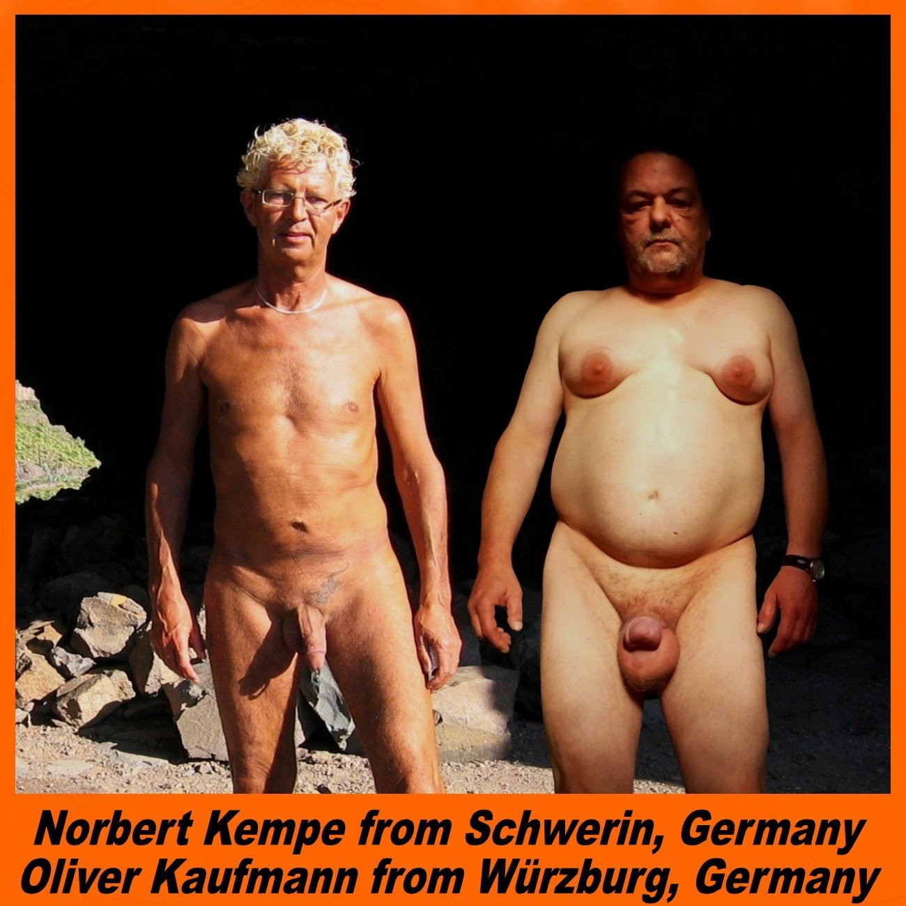 Photo by Norbert with the username @Norbert, who is a verified user,  April 18, 2020 at 3:56 AM. The post is about the topic naked by name and the text says 'Norbert Kempe and Oliver Kaufmann publicly exhibited'