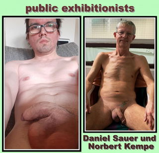 Photo by Norbert with the username @Norbert, who is a verified user,  April 16, 2021 at 2:31 PM. The post is about the topic naked by name and the text says 'Exhibitionists Daniel Sauer und Norbert Kempe 
@FagSklavenfotze @Norbert'