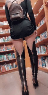 Photo by .Wander. with the username @NewWander, who is a verified user,  April 23, 2022 at 10:56 AM. The post is about the topic Bent over babes and the text says 'of course this sexy babe needs the book on the lower shelf.  she just wanted to show me the view'