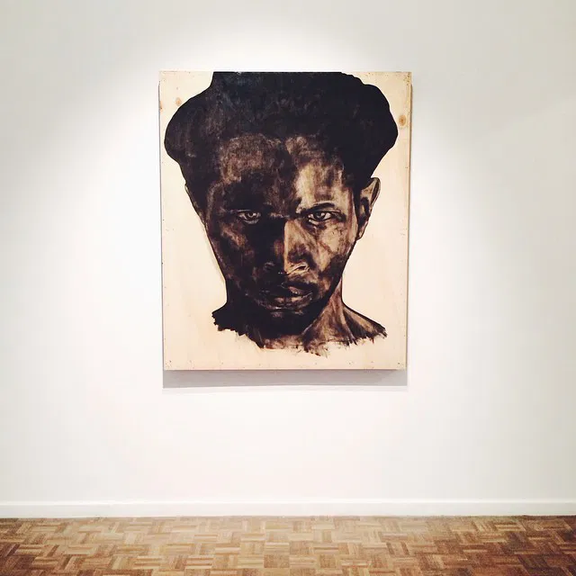 Photo by Abdias with the username @tonto42033,  December 22, 2014 at 4:14 AM and the text says 'kristinleemoolman:

Details // Serge Alain Nitegeka // Into The Black // Michael Stevenson Gallery #vscocam #sergeainnitegeka #michaelstevensongallery #johannesburg (at Braamfontein)'