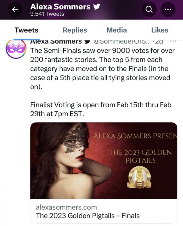 Photo by RuanWillow with the username @RuanWillow, who is a verified user, posted on February 17, 2024 and the text says 'Thanks to all who voted for me to get me to the finals! 👏🏻👏🏻💋💋🤗🤗Now it’s time for vote again! Please vote!!! My Lesbian story made it! Please Vote Dressing Room Domme by Ruan Willow! 😊👏🏻...'