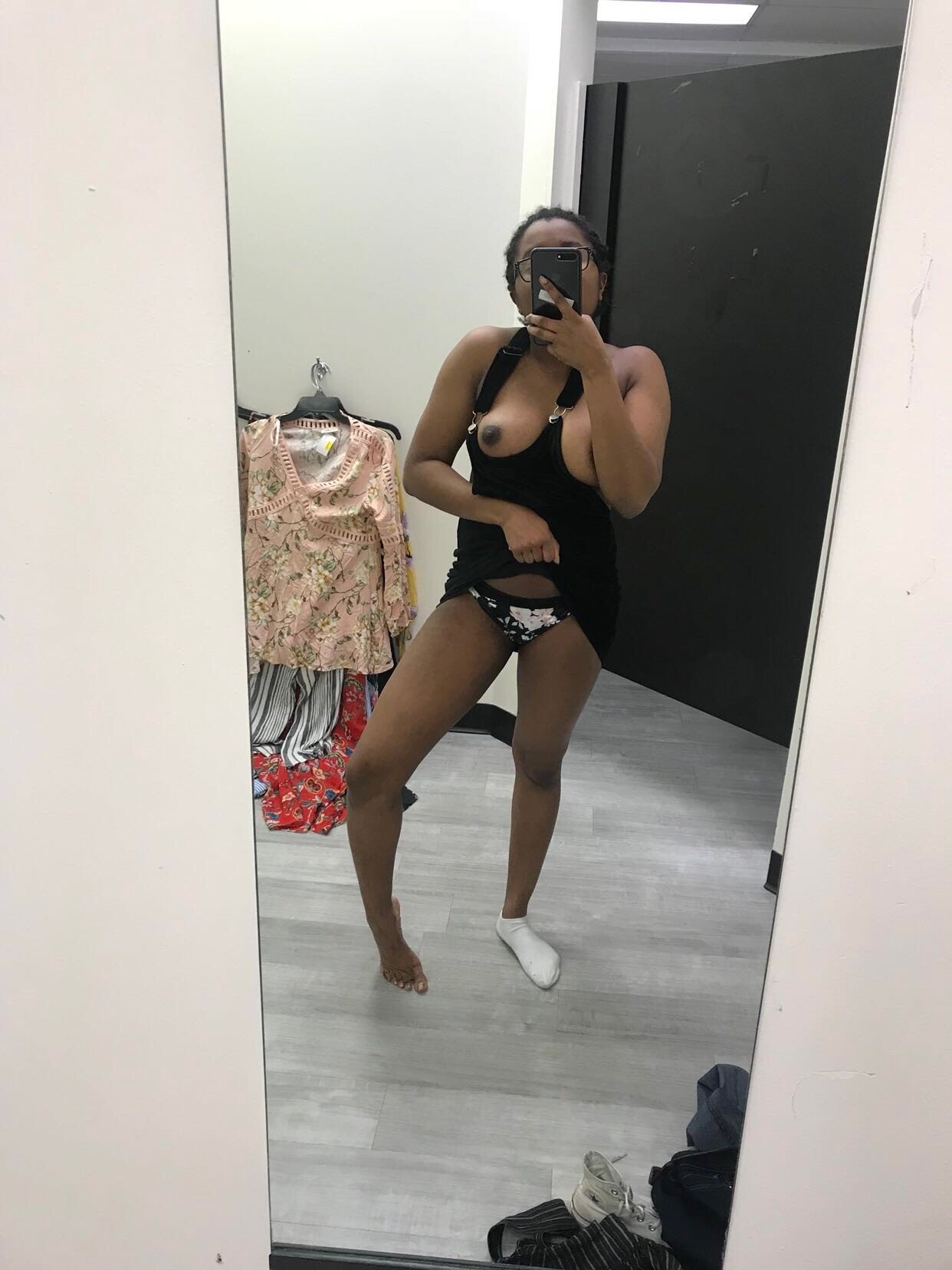 Photo by Thatoneslut with the username @Thatoneslut, who is a verified user,  December 22, 2018 at 11:51 PM. The post is about the topic Amateurs and the text says 'Got a little horny inthe dressing room. I’m too poor to buy cute stuff like this'