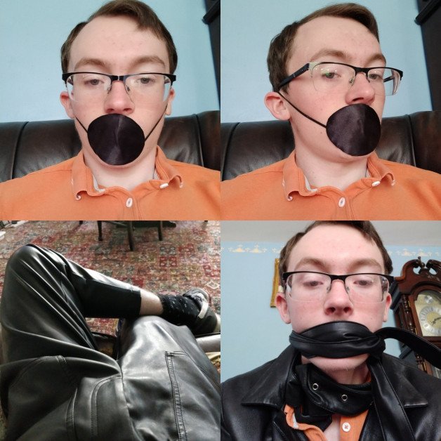 Photo by ExposedMatthewBurns with the username @ExposedMatthewBurns,  June 3, 2021 at 4:19 PM. The post is about the topic Bondage and the text says 'leather sissy'