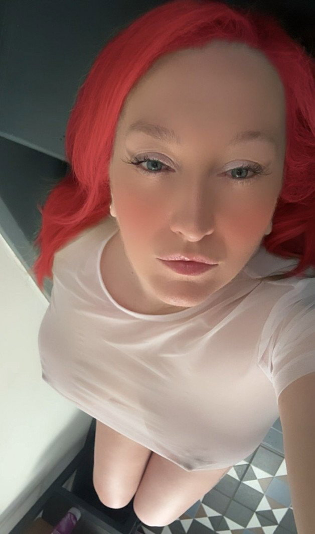 Photo by ShalaTease with the username @ShalaTease, who is a verified user,  February 12, 2024 at 6:18 PM. The post is about the topic TittyTease and the text says '#hot #sexy #milf #big #tits #boobs #voyeur #redhead #shalatease #erotic #submissive #sheer #seethrough #nipples'