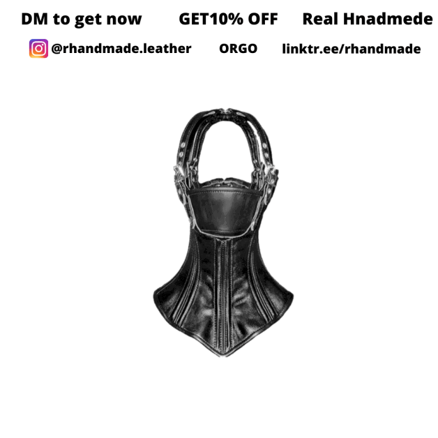 Photo by R handmade BDSM with the username @RhandmadeBDSM,  June 16, 2021 at 12:55 AM. The post is about the topic Bondage and the text says 'Genuine Leather Steel Boned Bondage Neck Corset Collar Hood BDSM'