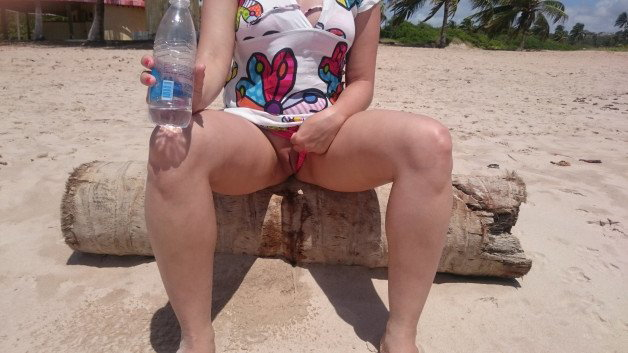 Photo by Nextdoor86 with the username @Nextdoor86,  August 5, 2021 at 3:04 PM. The post is about the topic MILF and the text says 'This day I had to pee so bad when walking at the beach! The feeling of being naughty and a couple os men staring at me made me super wet!! My husband fucked me on a local restroom as I followed my path with my pussy full of cum! What a lovely day!
#public..'