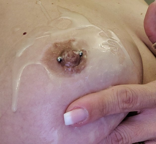 Photo by Shywifemilf with the username @Shywifemilf, who is a star user,  August 9, 2021 at 3:25 AM. The post is about the topic Cum On Tits and the text says 'Some Sunday fun...unloaded on my tits after giving him a great blowjob...I drained his balls good... he'll be back later... anyone interested in trying this out?'
