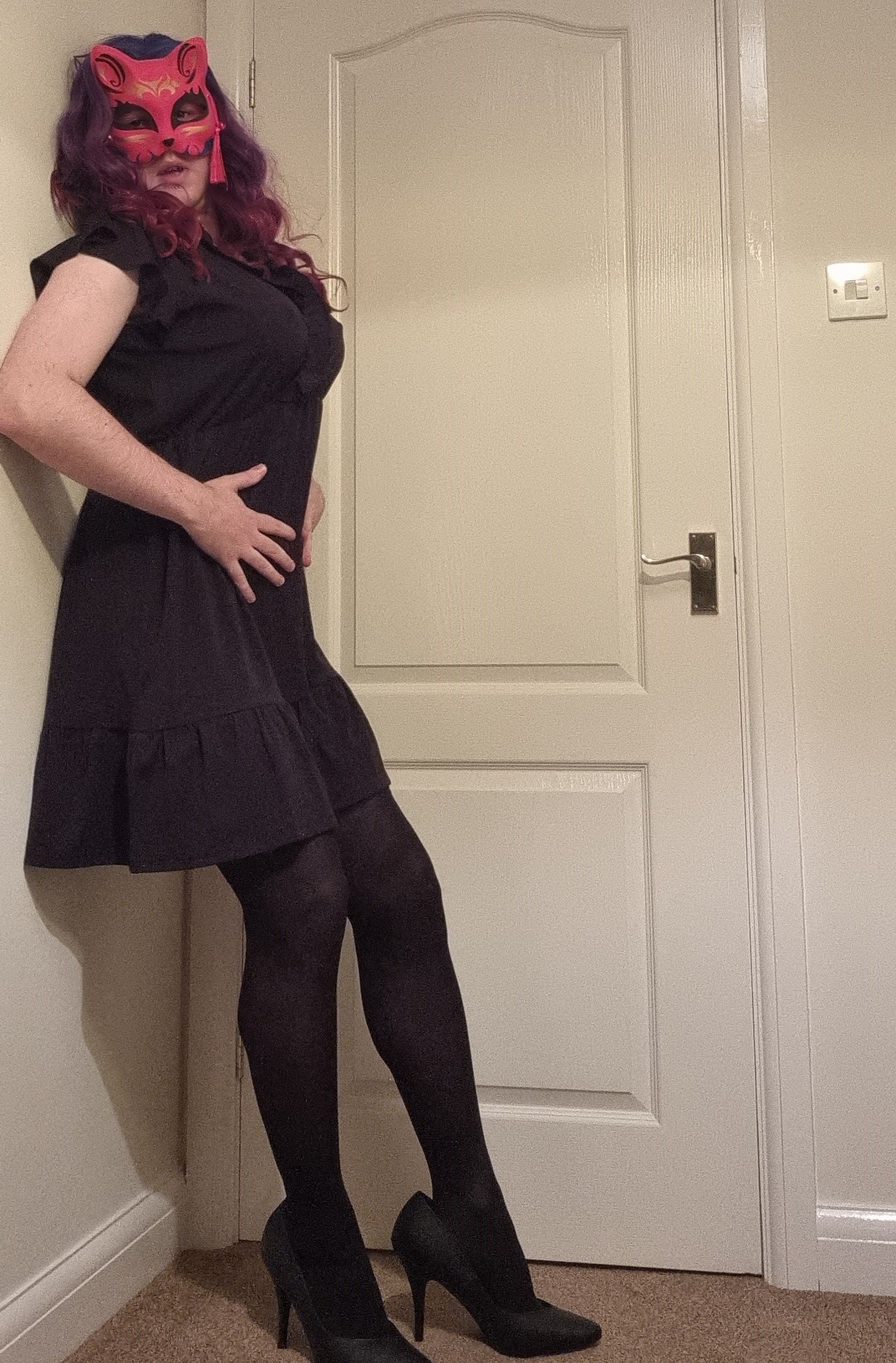 Photo by Lexavier with the username @Lexavier, who is a verified user,  November 1, 2023 at 9:00 PM. The post is about the topic Crossdressers and the text says 'Hello!
I'm back, again!

A new me this time. All the clothes are mine, no more borrowed items! Super excited to share these with you. Of course you'll have to  wait to see whats underneath, sorry not sorry ;)

Let me know what you think and let me..'