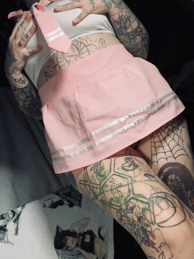 Photo by PrincessPeachyBitch with the username @PrincessPeachyBitch, who is a star user, posted on December 5, 2023. The post is about the topic Tattoo and the text says 'come join me on my FREE onlyfans for my birthday week ❤️'