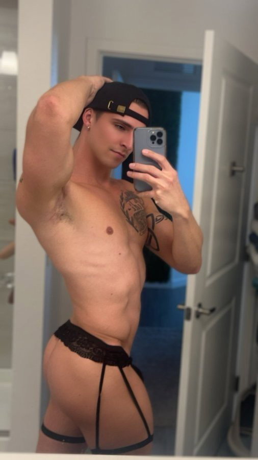 Photo by BubbleButtSir with the username @BubbleButtSir, who is a verified user,  June 24, 2024 at 6:53 AM and the text says 'Jonathan was a major jock in college. He was addicted to sports. No one knew he was a lingerie slut in his private time'