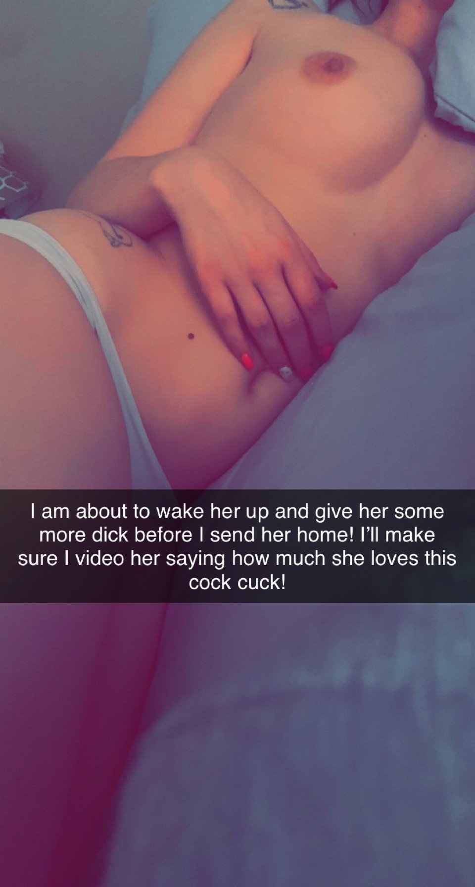 Photo by Cuckoldjd with the username @Cuckoldjd,  April 16, 2022 at 2:27 PM. The post is about the topic Hotwife/Cuckold Snapchat and the text says 'Saturday morning snaps from her bull!'