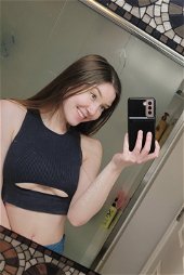 Photo by Jade with the username @Jade-Love, who is a star user,  March 12, 2022 at 7:07 AM and the text says 'My new shirt doesn't cover much 😋 #sexy #teen #paleskin #hot #pretty #beautiful #cute #underboob #brunette #blueeyes #smile #tanktop #selfie #mirrorselfie #young #younggirls #cutie #prettyface #boobs #nobra #braless'