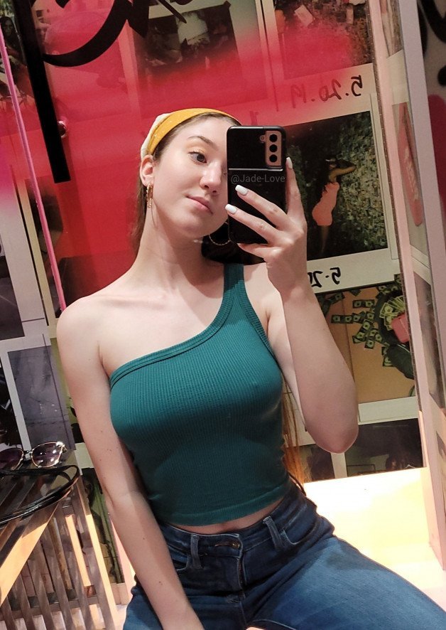 Photo by Jade with the username @Jade-Love, who is a star user,  March 1, 2022 at 7:48 PM. The post is about the topic Without bra and the text says 'No bra needed! #braless #pokies #mirrorselfie #cute #sexy'