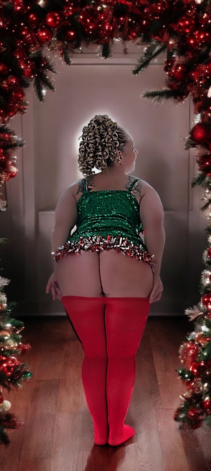 Album by Hitgirly with the username @Hitgirly, who is a verified user,  December 12, 2024 at 9:56 PM. The post is about the topic Nice Tits and the text says 'I need help hanging more tinsel'