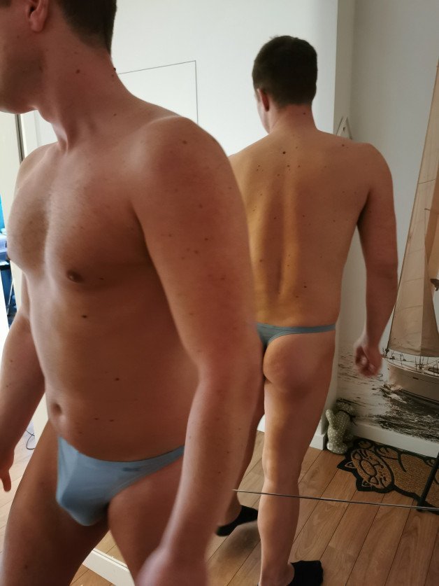 Photo by bigreg with the username @bigreg, who is a verified user,  September 6, 2021 at 6:56 PM. The post is about the topic Mens Thongs & G-Strings and the text says 'Crossing my own borders'