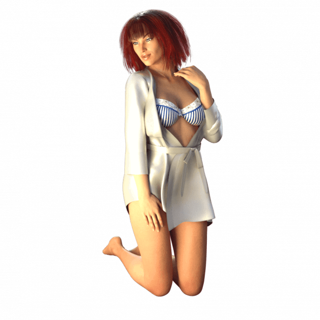 Photo by Sumpfbiber with the username @Sumpfbiber,  August 26, 2021 at 1:12 AM. The post is about the topic 3D Rendering anyone? and the text says 'Yay, here are some lingerie and robe renders. Had a hard time finding the balance point between lights and shadows. Mostly had to many artifacts in the hair, as it wouldn't get enough light throughout the render process.
Waddya think? Would you mix it up..'