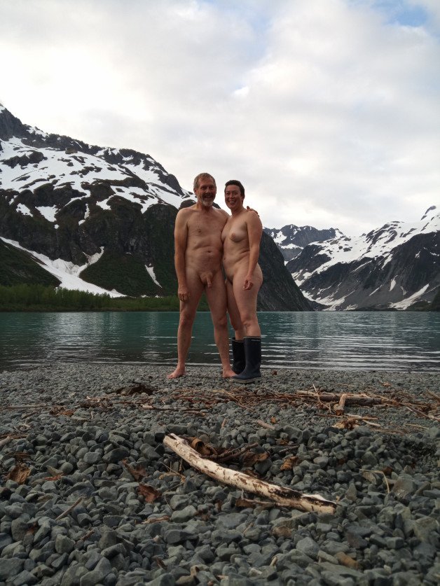 Photo by salmonsharksfds with the username @salmonsharksfds,  October 20, 2021 at 8:21 AM. The post is about the topic Amateurs and the text says 'naked at the glacier'