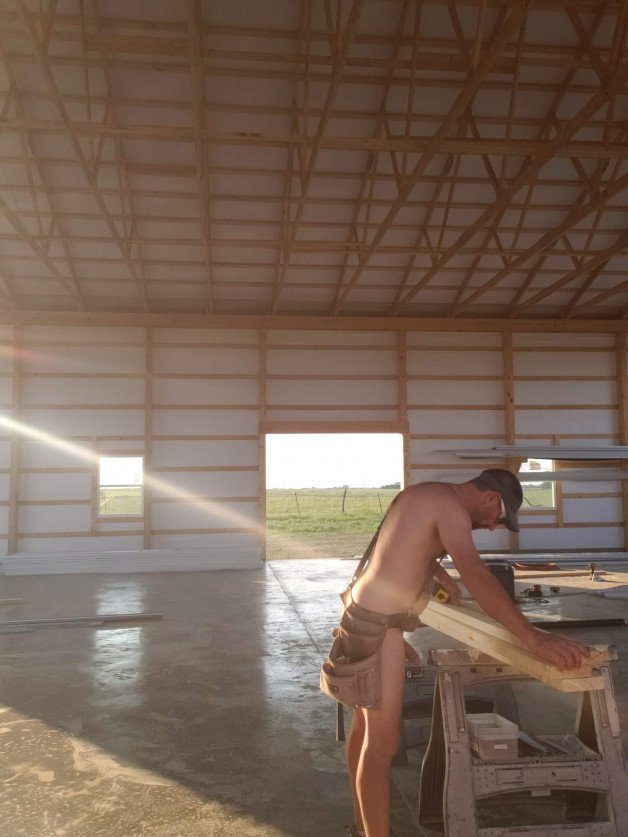 Album by GENTLEMANFREAK1975 with the username @GENTLEMANFREAK1975,  September 22, 2021 at 3:07 PM. The post is about the topic Naked in public and the text says 'beautiful day to build a barndominium! just me and my tools!'