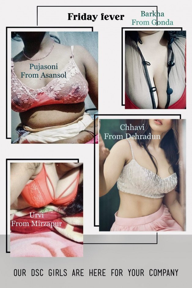 Photo by DSCLiveChat with the username @DSCLiveChat, who is a brand user,  April 15, 2022 at 12:11 PM and the text says 'Perfect #Friday fever and long #weekend😍

Be with your #favourite DSC desi #girl.💃🏻

Kaun hain aapki #virtual #girlfriend. 
#Pink bra mein Pujasoni ya #Red bra mein Urvi. 😘
Deep #cleavage Barkha ya Patli kamar Chhavi. 🫦

Get #cozy with them..'