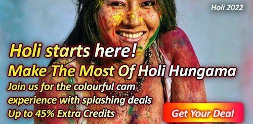 Photo by DSCLiveChat with the username @DSCLiveChat, who is a brand user,  March 16, 2022 at 3:38 PM and the text says '#Celebrate #Holi with our DSC #Bebos
It is that time of the year to come together and connect with the colours of Love.❤️
Turn your #dreams and inner #desires to reality.😘
You can do all this and more with our #Angels of #colours😍
Join XXX #Cam show and..'