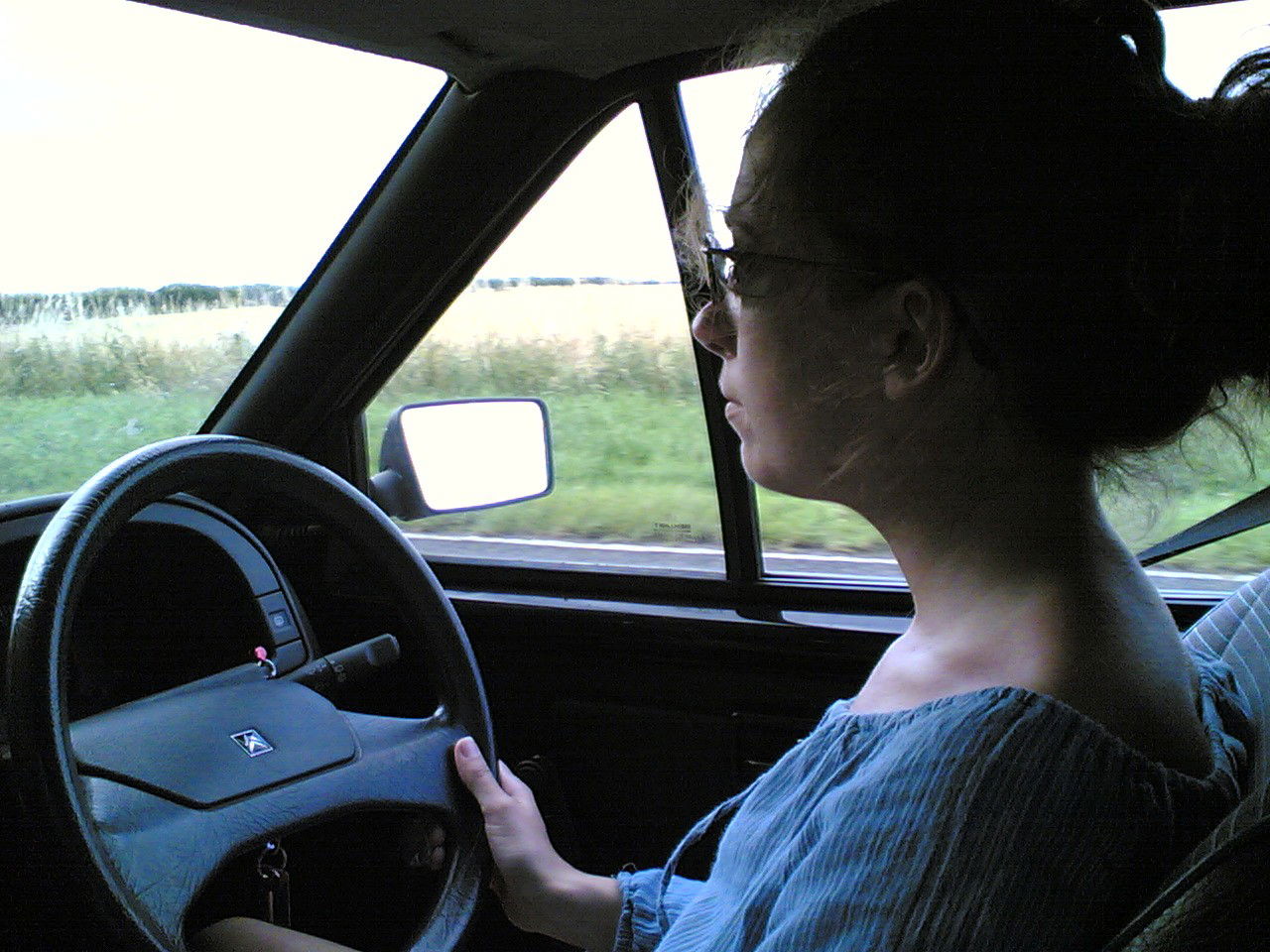 Photo by RSphotos with the username @RSphotos,  September 11, 2016 at 10:22 PM and the text says 'We stopped in a corn field after this photo was taken for some al-fresco love. #mine  #driving  #topless  #alice'