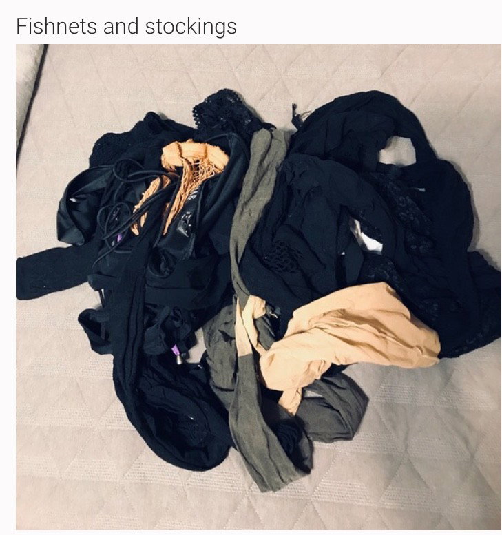 Photo by Kellys Neighborhood with the username @KellysNeighbor, who is a star user,  April 12, 2019 at 12:51 PM. The post is about the topic fishnets and the text says 'Did you know you can purchase a whole lot of our Goddess Tana Lea's worn fishnets and stockings by going to her Poshmark store-> poshmark.com/closet/tanaleaxxx
Think of all the kinky fun you can have with these and you wouldnt need a tissue to wipe your..'
