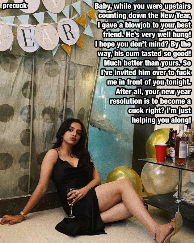 Photo by precuck with the username @precuck,  January 2, 2022 at 10:28 PM. The post is about the topic desi cuckold captions and the text says 'Happy New Year!'