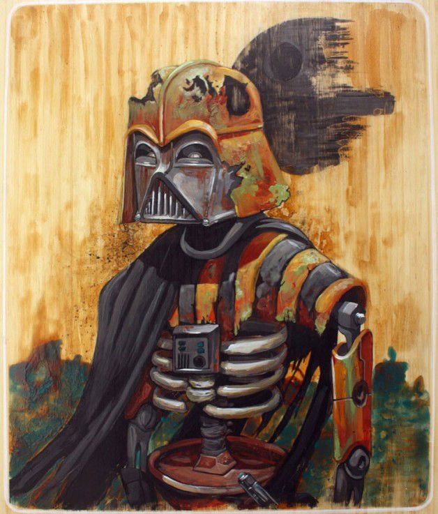 Photo by LilMissMorpho with the username @LilMissMorpho,  December 23, 2011 at 8:13 PM and the text says 'To whoever painted this,May the force be with you. #star  #wars  #fan  #art  #darth  #vader'