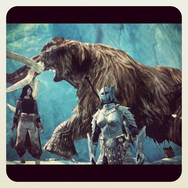 Photo by LilMissMorpho with the username @LilMissMorpho,  July 12, 2012 at 5:23 PM and the text says 'The Mammoth in the ice near Saarthal in Skyrim. (Taken with Instagram) #Assassin  #Bethblog  #Breton  #Epic  #Gaming  #Stuff  #Ice  #Age  #Lydia  #Mammoth  #Mammoths  #Skyrim  #Stephanie  #Luxwood  #amazing  #photos  #bethesda  #softworks  #gaming..'