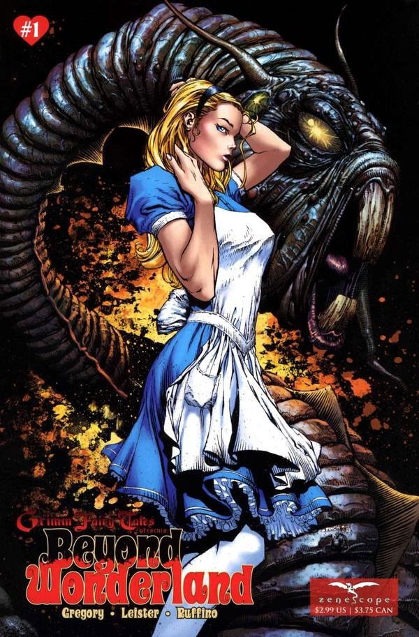 Photo by LilMissMorpho with the username @LilMissMorpho,  March 11, 2013 at 8:52 PM and the text says 'Inspirational Comic Book Art #Alice  #In  #Wonderland  #Beyond  #Wonderland  #Return  #To  #Wonderland  #Graphic  #Novels  #Horror  #Art  #Comicbook  #Art  #Macabre  #Gore  #Horror  #Alice  #Liddle  #Calie  #Liddle  #Mad  #Hatter  #Queen  #of  #Hearts..'