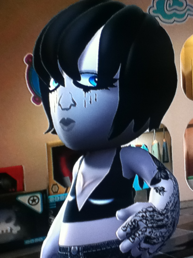 Photo by LilMissMorpho with the username @LilMissMorpho,  November 20, 2011 at 3:14 AM and the text says 'Raven Sorrows- One of my many random creations that I whipped up 
In Modnation Racers. #Artists  #on  #Tumblr  #tattoos  #gaming  #character  #design'