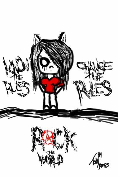 Photo by LilMissMorpho with the username @LilMissMorpho,  March 26, 2013 at 4:07 AM and the text says 'Know The Rules, Change The Rules, Rock The World #Emo  #Art  #Dark  #Art  #Artists  #on  #Tumblr  #Art  #on  #Tumblr  #ILLUSTRATION  #Gothic  #Art  #Punk  #Anarchy  #Rebelion  #Comicbook  #Art  #Dark  #Horror  #Art  #Rock  #Music  #Punk  #Rock..'