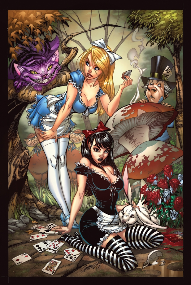 Photo by LilMissMorpho with the username @LilMissMorpho,  September 6, 2011 at 8:33 AM and the text says 'This is some Alice in Wonderland Art that I found on google a while back. Alice In Wonderland is one of my favorite stories and this one of my favorite pictures on my iPod'