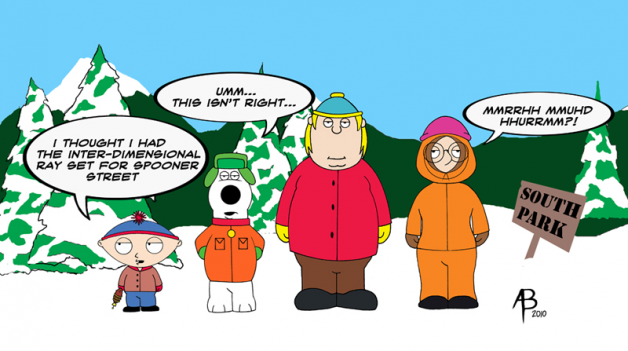 Watch the Photo by LilMissMorpho with the username @LilMissMorpho, posted on November 30, 2011 and the text says 'Family Guy meets South Park!!! #family  #guy  #south  #park  #cartoon  #crossover'