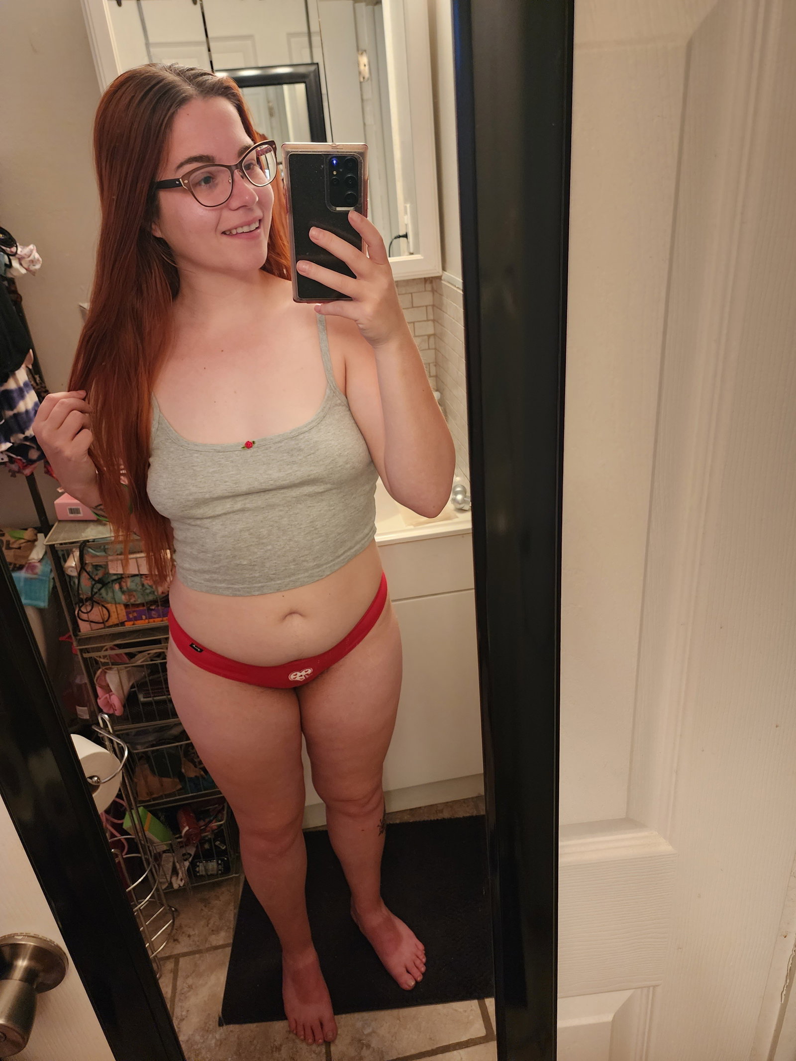 Watch the Photo by ThatLittleBrat with the username @ThatLittleBrat, who is a verified user, posted on June 12, 2023. The post is about the topic Amateurs. and the text says 'Just sharing tonight's cute outfit, now I need someone to come play with me 😌💋

#sexy #cute #fun #shygirl #longhair #redhair #glasses #tattoos #clothed #tits #boobies #ass #panties #amateurselfies #selfies #bathroomselfie #playwithme #shareme..'