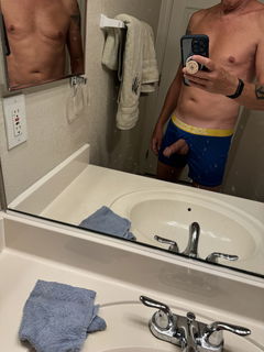 Photo by Desertguy with the username @Desertguy, who is a verified user,  June 11, 2024 at 10:53 AM. The post is about the topic MEN Over 50 and the text says 'Dick in the mirror'