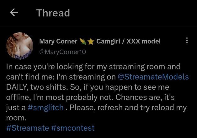 Photo by Mary Corner with the username @marycorner, who is a star user,  March 22, 2023 at 8:49 AM. The post is about the topic Streamate and the text says '#smglitch #Streamate #Streamatemodels #redhead #bbw #busty #milf #bigtits #hugetits #areolas #camgirl #cammodel

💦 https://www.streamate.com/cam/MaryCorner 💦'
