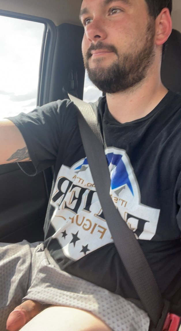 Photo by BadKarama with the username @BadKarama, who is a verified user,  June 16, 2022 at 7:53 PM. The post is about the topic Public  Flashing and the text says 'just a casual drive with my cock out. 
#alabama #cock #horny #dickflash'