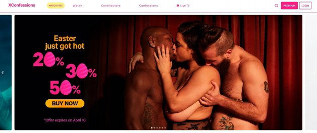 Photo by paysitesreviews with the username @paysitesreviews, who is a brand user,  April 1, 2023 at 4:59 AM and the text says 'Easter Discount! X Confessions paysite is full of #pornforwomen and couples. #Erotic and #passion is peeking out of every single second of the scene and especially #ladies will be more than satisfied. Enjoy now up to 50% #discount. Go via our review -..'