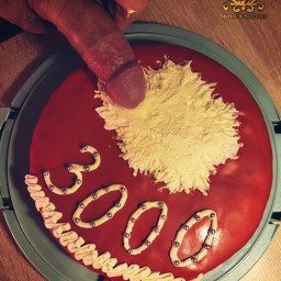 Photo by nyHor&bedDistur with the username @nyHorBedDistur, who is a verified user,  April 30, 2023 at 6:41 PM. The post is about the topic Funny Kink and the text says 'So much cream, and all for me 😍
But wait - I baked this cake to honor you guys, following and supporting us. We hit the 3 K bar and this is our big thank you!
Ladies and gens, I am happy to share his beautiful cock full of cream 💦'