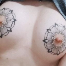 Photo by Sassynopants with the username @Sassynopants, who is a star user,  June 9, 2022 at 8:29 PM. The post is about the topic Erotic Tattoo Nude and the text says '#titty #tattoo #tittoo #pierced'