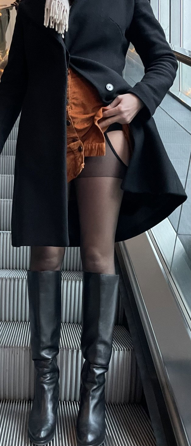 Photo by Horny-slutwife with the username @Horny-slutwife,  January 5, 2022 at 4:13 PM. The post is about the topic Hotwife and the text says 'Cinema date, half naked, mini dress and high heels boots. I loved the looks I got! Although my hubby might have been a bit jealous 🤣🤣'